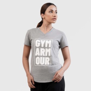 Camiseta Gym for Armour 2.0 (Gris Jaspeado) 100% Algodón Jersey Transpirable Ropa Deportiva con Decoración de Logotipo - Product Image 1
