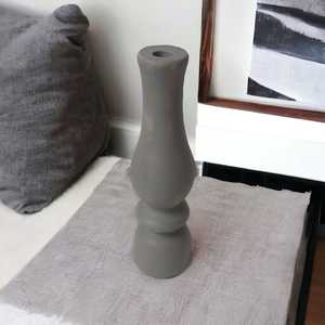 Luxury Gray Antique Modern Farmhouse Indian Artisanal Mango Wood <b>Candle</b> Stand Home Decor for Christmas Weddings - Product Image 1