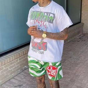 Chándal 100% algodón camiseta y pantalones cortos de malla conjunto de ropa de hombre al por mayor camisa de verano personalizada para hombre y conjunto corto - Product Image 6