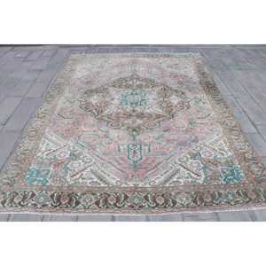 Turkish Vintage Oversize Rug 9.1x12.2 ft, <b>Brown</b> <b>Wool</b> Rug - Product Image 1