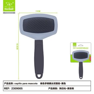 Brosse de toilettage double face pour animaux de compagnie, à manche couleur unie, pour l'élimination des poils de chien et de chat, fabricant en gros - Product Image 2