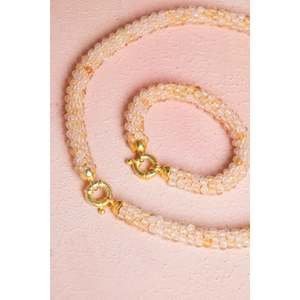 Certified Handmade Knitted <b>Citrine</b> Set with Silver Clasp Necklace 48 cm, <b>Bracelet</b> 19 cm - Product Image 1