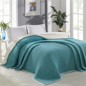 Muselina tejido interior fibra de algodón relleno 100% algodón manta voluminosa pesada gruesa 160x220cm 62x86 pulgadas manta de colección lisa - Product Image 1