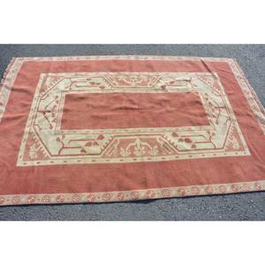 Tapis en laine turque Vintage Beige Orange 4.6 X 7.3ft Boho motif de couloir Rectangle grande surface pour chambre chevet avec support en latex - Product Image 3