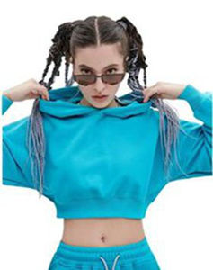 Sudadera con capucha personalizada para mujer, ropa de calle, sudadera recortada con logotipo bordado para yoga, gimnasio y trotar en invierno - Product Image 5