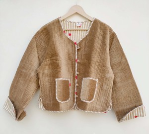 Veste matelassée réversible en velours pour femme avec doublure en coton, écologique et respirante, design automne/hiver - Product Image 4