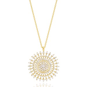 Collier pendentif pour femme en argent sterling 925, design fleur arc-en-ciel avec pierre de zircon brillante et transparente, tendance, pour mariage et fiançailles, vente en gros - Product Image 4