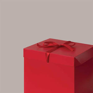 10 Uds 22x22x22cm caja de papel autoajustable roja con cinta de satén cajas rígidas cuadradas autoajustables para envolver regalos de 2mm de espesor - Product Image 3