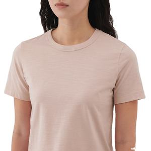 T-shirt de sport pour femme, couleur unie, blocs de couleurs, en coton/polyester, manches courtes, pour yoga, gym, fitness, course à pied, vente en gros, personnalisable - Product Image 4