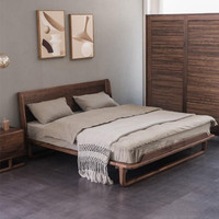 Cadre de lit simple/double en bois massif avec tête de lit-Cadre de lit plateforme en bois pour adultes, enfants