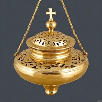 Brûleur d'encens à charbon de bois antique ChristFume encensoir en laiton fabriqué à la main pour la messe et les offrandes spirituelles