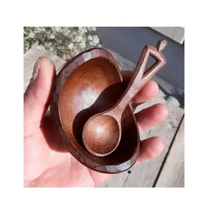 Antique wood mini soup spoon for bowl dinner table tea coffee soup baby spoon wooden eating mixing stirring spoon best price