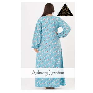 Modest Cotton <b>Kaftan</b> Abaya Dress for Muslim Women Embroidered Neck Detail Full Sleeve Islamic Fashion Everyday Wear - Product Image 3