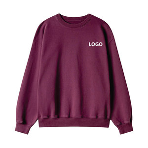 Trending Custom Logo Algodón Mezclado Hombres Sudadera Básicos Cuello redondo Pullover Drop Shoulder Heavyweight French Terry Sudadera - Product Image 1