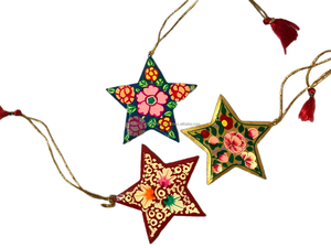 Kashmir Paper Mache Indoor Christmas Decorations <b>Stars</b> Shape Ornament - Product Image 3
