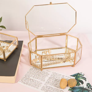 Newly launched Trendy Modern Design Home Decorative Metal <b>Glass</b> Trinket <b>Box</b>, covering the beauty of any room or table - Product Image 4