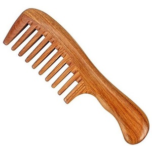 Fourchette peignes pour femmes rond large dent bois peigne brosse à cheveux femmes 1 pièces bambou naturel bois peigne à cheveux - Product Image 2