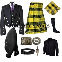 Ensemble de kilt écossais pour homme de haute qualité, gris, traditionnel des Highlands, durable, léger, accessoires pour les amateurs de musique, laine acrylique