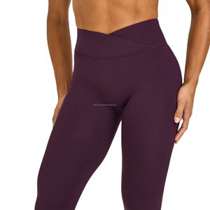 Hot New Women's No Front <b>Seam</b> Crossover Mid Rise Full Length Yoga Pants V Waist Naked Feel Butt Lift Gym <b>Tights</b> Sexy Activewear - Product Image 5