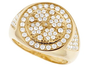 Hip Hop <b>Iced</b> Out S925 Sterling Silver Cluster Round Diamond Studded <b>Ring</b> for Men's - Product Image 2