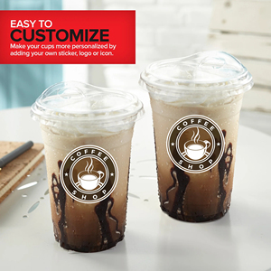 16oz Clear Plastic Disposable <b>Cups</b> Lids Leak Proof BPA Free Freezer Safe for Smoothies Cold Brew <b>Iced</b> <b>Coffee</b> Lemonade - Product Image 5