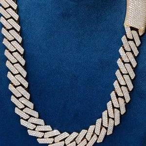 <b>Simple</b> Solid Yellow Gold Plated Miami Hip Hop Luxury Cuban Link Chain for Rapper Stylist Daily Wear Chain Iced Out Cuban Chains - Product Image 1