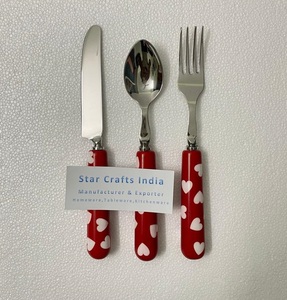 Cubiertos de acero inoxidable 18 8 con mango de resina de mimbre, juego de cubiertos de último diseño, vajilla, cuchara, tenedor, cuchillo - Product Image 1