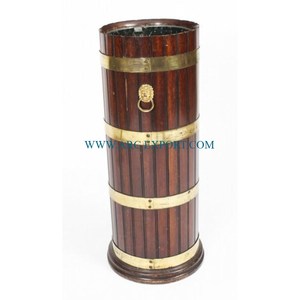 Ensemble de 2 porte-parapluie rond en métal enduit de poudre de couleur noire et blanche Stand de décoration d'intérieur de qualité supérieure - Product Image 5