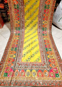 Factory Direct Supply <b>Women's</b> Printed <b>Silk</b> Long Shawls Winter Ethnic Pakistani <b>Scarves</b> Hand Embroidered Gota Mirror Work - Product Image 3