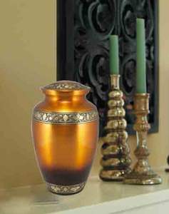 Meilleure vente classique coucher de soleil en laiton doré urne funéraire élégante européenne américaine écologique cendres adultes restes humains Satin - Product Image 5