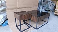 Table basse et table d'appoint de style nordique, luxe léger, structure en fer traditionnelle avec plateau en verre trempé pour petits salons