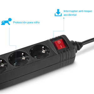 Regleta alargadora de 3 enchufes, 16A/250V 3680W, longitud de 1,5/3/5M, color negro, Don Feliz - Product Image 2