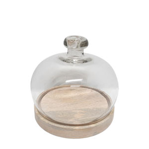 Hot Selling <b>Wooden</b> Cake Plate With Glass Dome Walnut and Smoke <b>Colour</b> for Kitchen & Table Top Decorative - Product Image 3