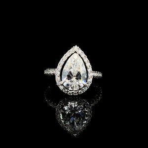 Anillo de Diamante Cultivado en Laboratorio con Certificado IGI, Corte Pera de 3.00CT, Oro Blanco de 18KT, Color E, Lujoso para Mujer - Product Image 3