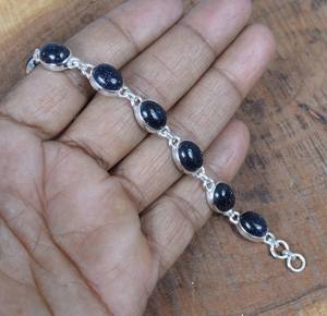 Blue Sunstone Sterling Silver <b>Adjustable</b> <b>Bracelet</b> Handmade Gemstone Jewelry Elegant Gift For Women - Product Image 5