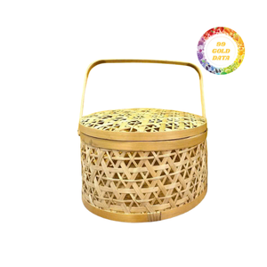 Cesta de bambú artesanal con toque de tejido cultural, diseñada para la exhibición multiusos y pedidos personalizados en los mercados de exportación - Product Image 2