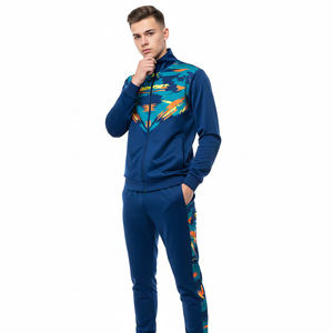 Custom Men's Sporty Two-Piece Tracksuit Set <b>Zip</b>-<b>Up</b> <b>Jacket</b> & Slim Fit Pants Printed Casual Activewear OEM Wholesale - Product Image 6