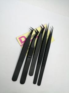 Pince à cils professionnelle couleur noire mate avec embouts plasma Volume incurvé 45 degrés pointe de fibre pince à épiler d'extension de cils - Product Image 2