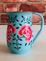 Ensemble de 2 pichets à infusion de fruits en céramique florale avec infuseur à thé, design rond rose et bleu, pour les fêtes