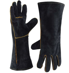 Cow Split Leather Welding <b>Gloves</b> <b>Long</b> Cowhide Genuine Leather Safety <b>Gloves</b> Work Protection Industrial Welding - Product Image 1