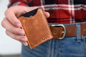 2021 New Trend Minimalist Reddish Brown Men <b>Wallet</b> Purse Custom Genuine Cowhide Leather <b>Card</b> <b>Holder</b> LCH-0141 - Product Image 2