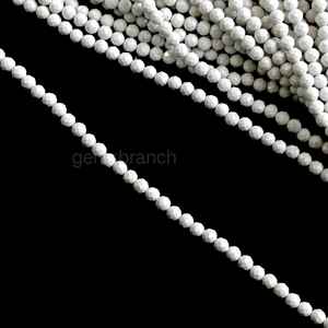 Cuentas redondas microfacetadas de howlita blanca Natural de 2mm hebras al por mayor cuentas sueltas de piedras preciosas de howlita para la fabricación de joyas a granel 13" - Product Image 6
