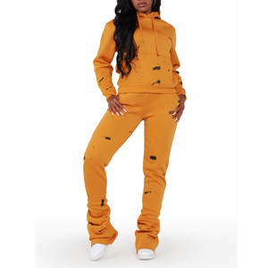 ชุดจ็อกเกอร์แบบวางซ้อนกันของผู้หญิงผ้าถักแบบลำลองคอตั้งดีไซน์ตามต้องการสำหรับฤดูหนาว - Product Image 5