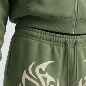 Conjunto Deportivo Unisex de Invierno con Sudadera con Capucha y Cremallera de Manga Larga, Estilo Casual, Top Corto, Bordado, Estampado, Color Sólido Personalizado - Product Image 5