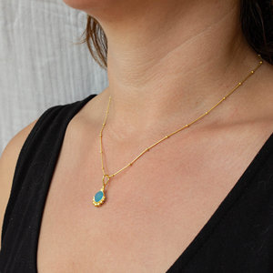 Collar con colgante de calcedonia y oro azul simplista hecho a mano 925 collar con colgante de plata esterlina sólida regalo de joyería para ella - Product Image 4