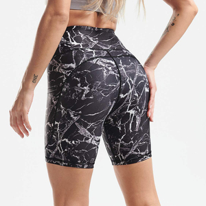 Shorts d'entraînement taille haute sans couture Scrunch bout à bout pour femmes nouveau bon tissu cravate teinture Yoga Shorts motif solide Type de taille moyenne - Product Image 2