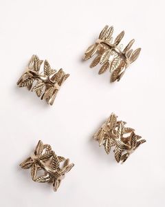 Anillo para Servilletas con Hoja Dorada, Decoración de Mesa de Latón Vintage, Elegante Diseño de Hoja, Porta Servilletas de Metal, Accesorios para Mesa de Comedor para Bodas y Fiestas - Product Image 2
