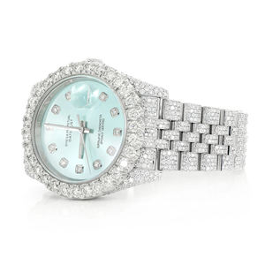 Montre de luxe pour homme en acier inoxydable et quartz de haute qualité, sertie de diamants Moissanite, tendance - Product Image 2
