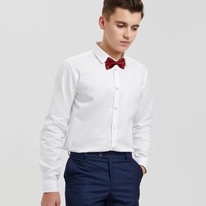 Wholesale Formal Solid Color Tuxedo <b>Bow</b> Two Layer Classic Pre-tied <b>Bow</b> <b>Tie</b> Woven Paisley Floral Butterfly Maroon Blank Bowtie - Product Image 4