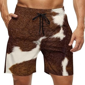 กางเกงขาสั้นหนังวัวสำหรับผู้ชายสีทึบสไตล์ใหม่ทำจากวัสดุทนทาน - Product Image 1